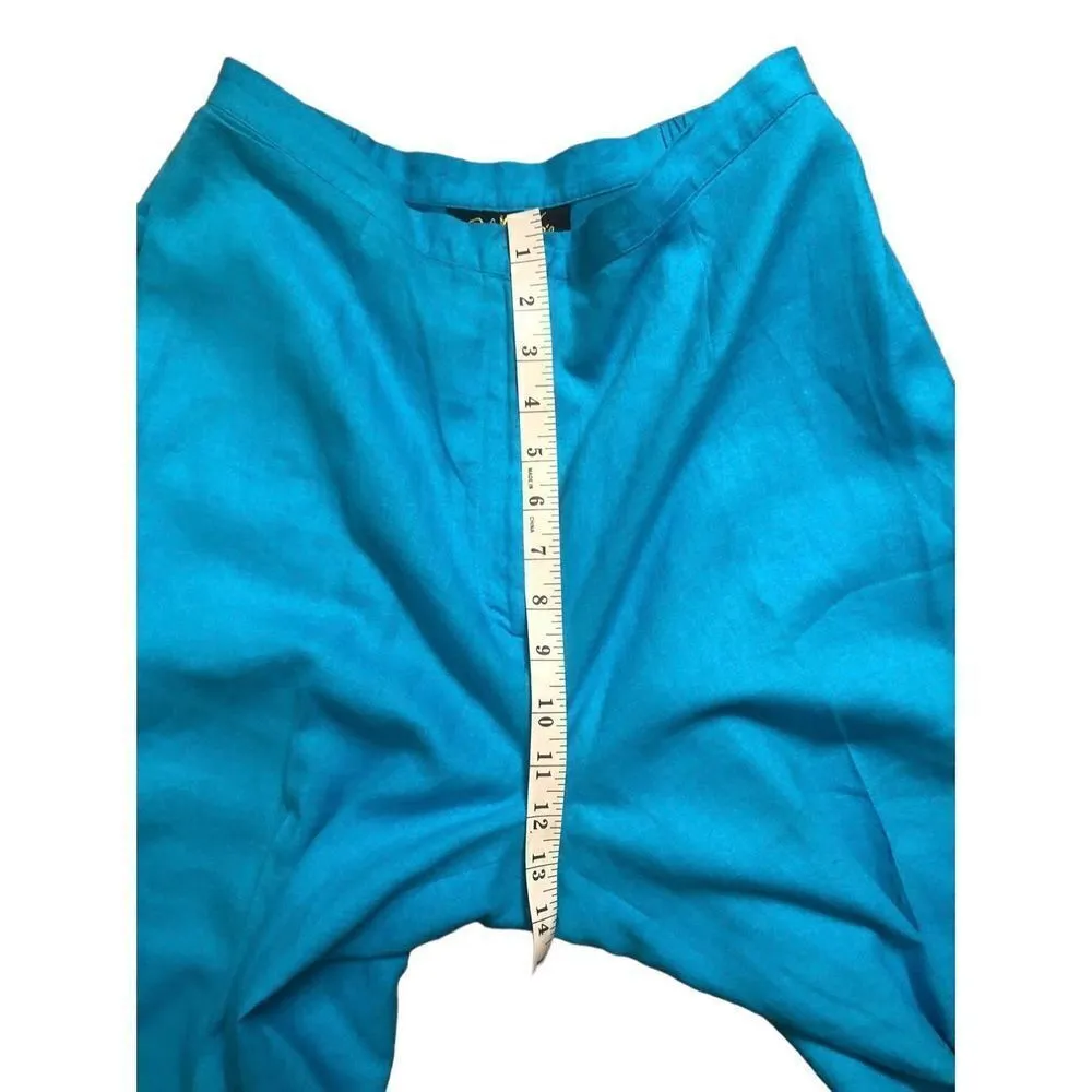 Bob Mackie Wearable Art turquoise pants with seahorse embroidered on right leg - Image 11