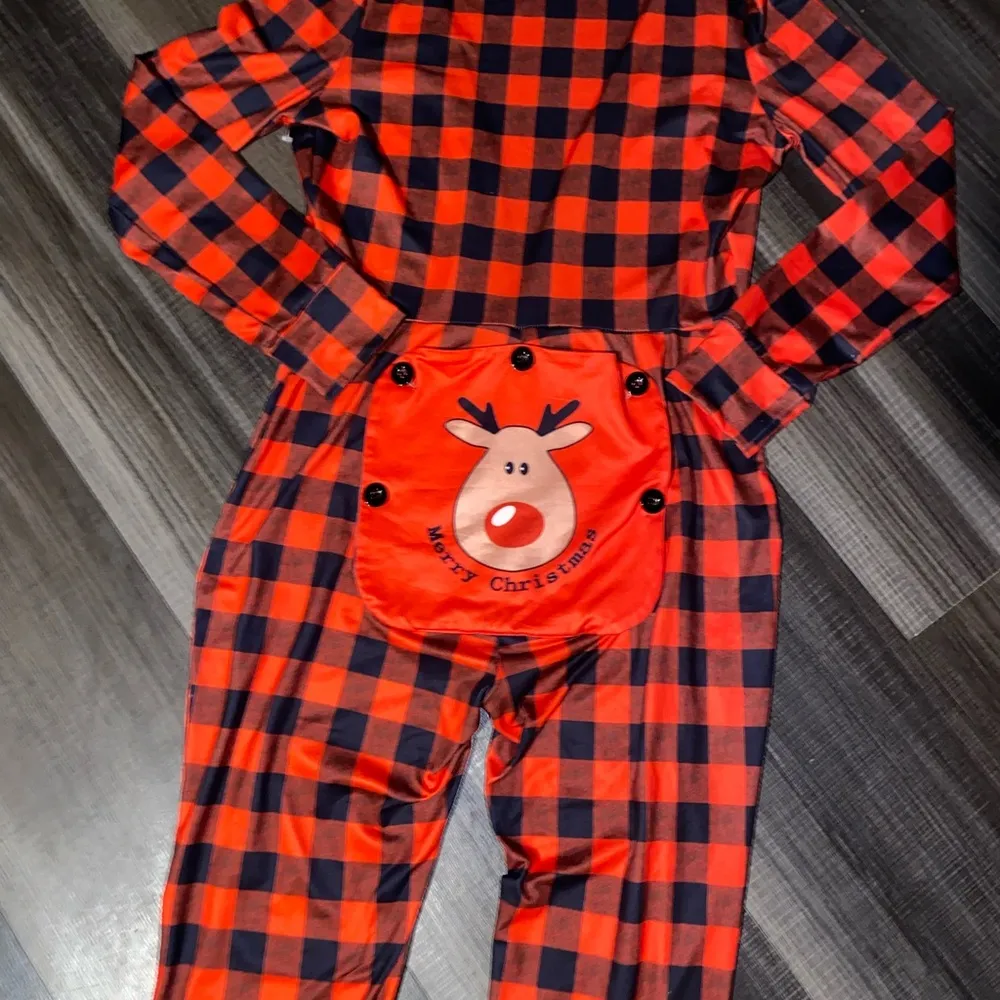 Red and Black Checkered Christmas Pajamas Size L - Image 3