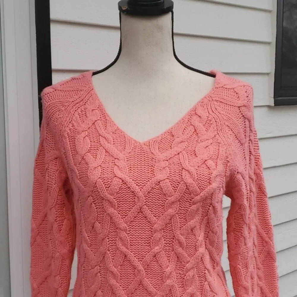 Worthington V-Neck Cable Knit Sweater Size Small - Image 2