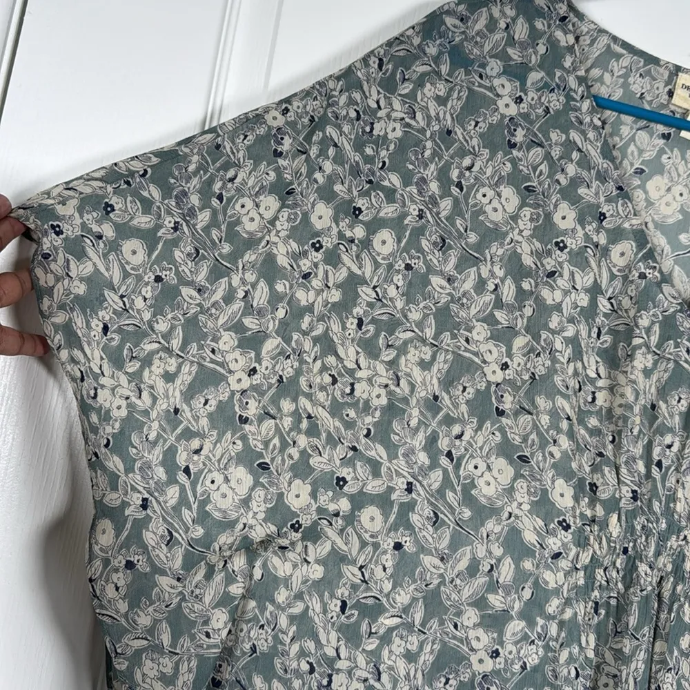 Ralph Laren Denim & Supply Floral Pale Green Ivory Blouse Size Large EUC #2538 - Image 2