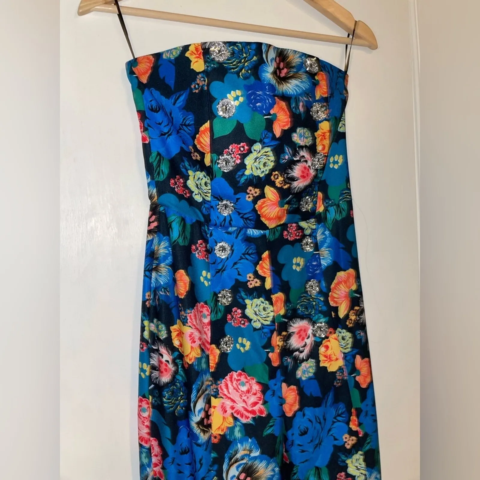 Blogger fav ASOS Floral flare jumpsuit strapless - Image 5