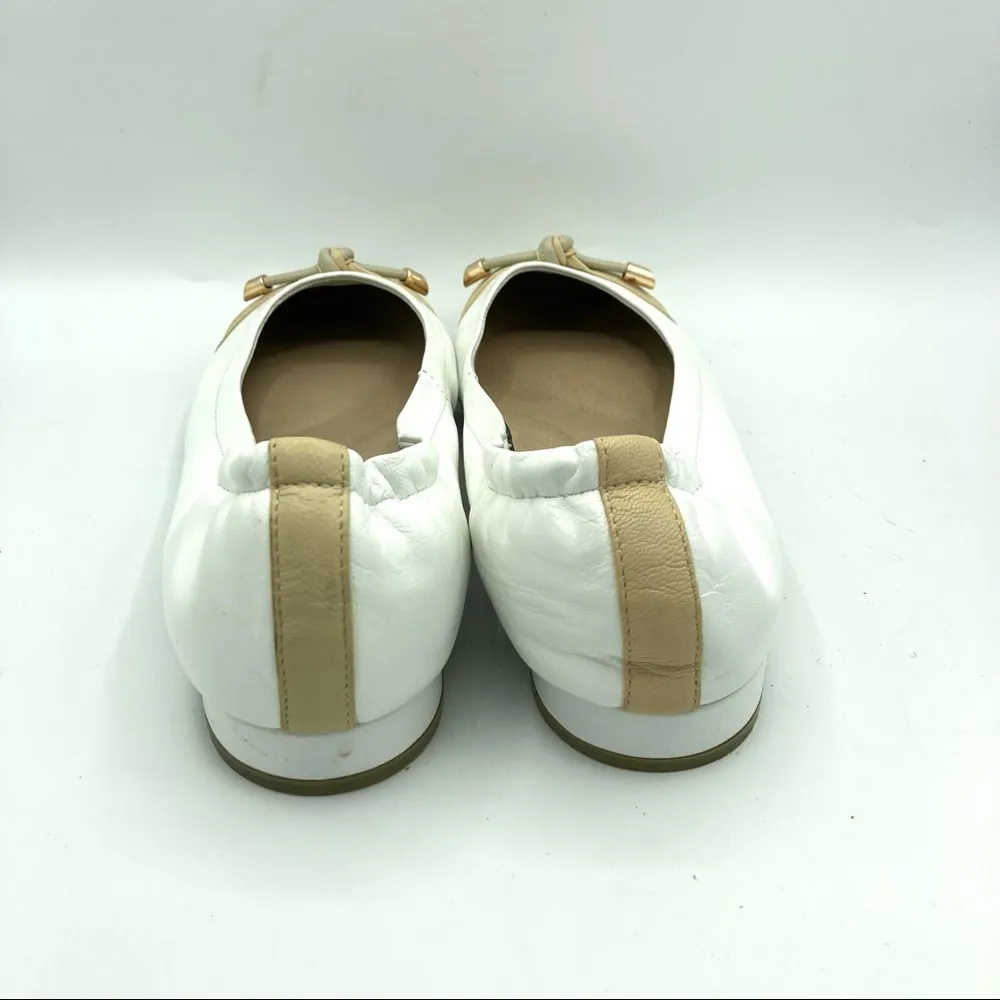 David Tate leather slip on new shoes ballerina flats elastic 2 tone white taupe Brown Size 11 - Image 3