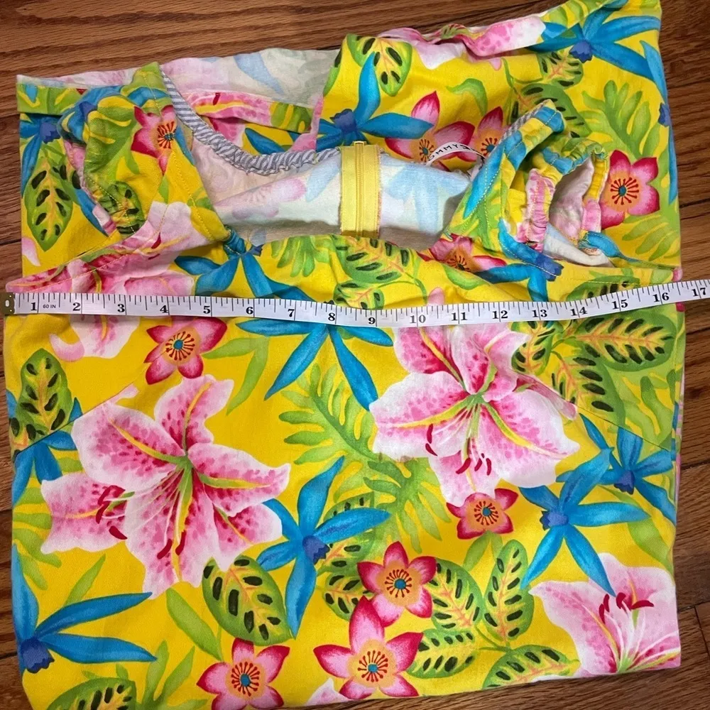 VINTAGE Y2K Tommy Hilfiger Dress Yellow Floral Hawaiian H - Image 5