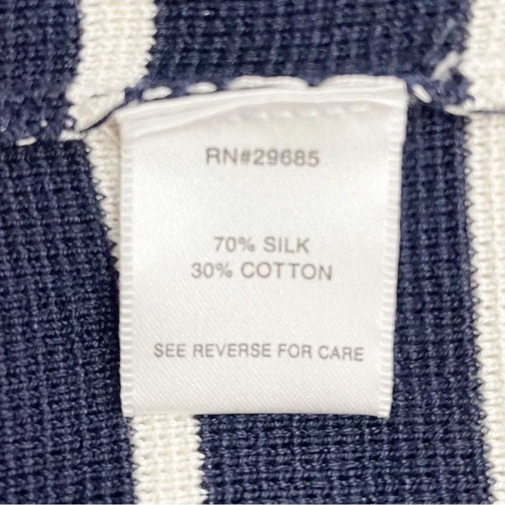 Pendleton Longline Striped Silk Open Front Cardigan Navy & White Women’s Size XS - Image 11