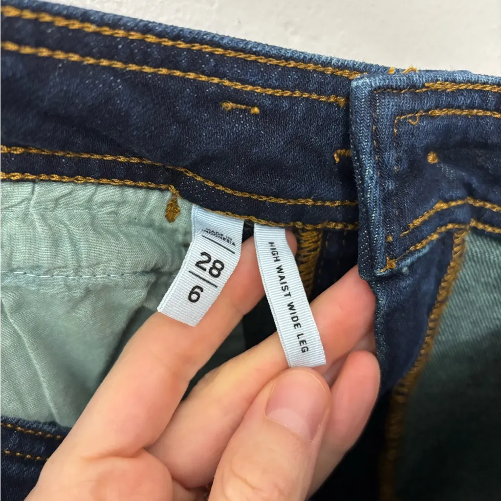 LOFT High Waist Wide Leg Sailor Jeans in Dark Wash - Size 28/6 - Image 3