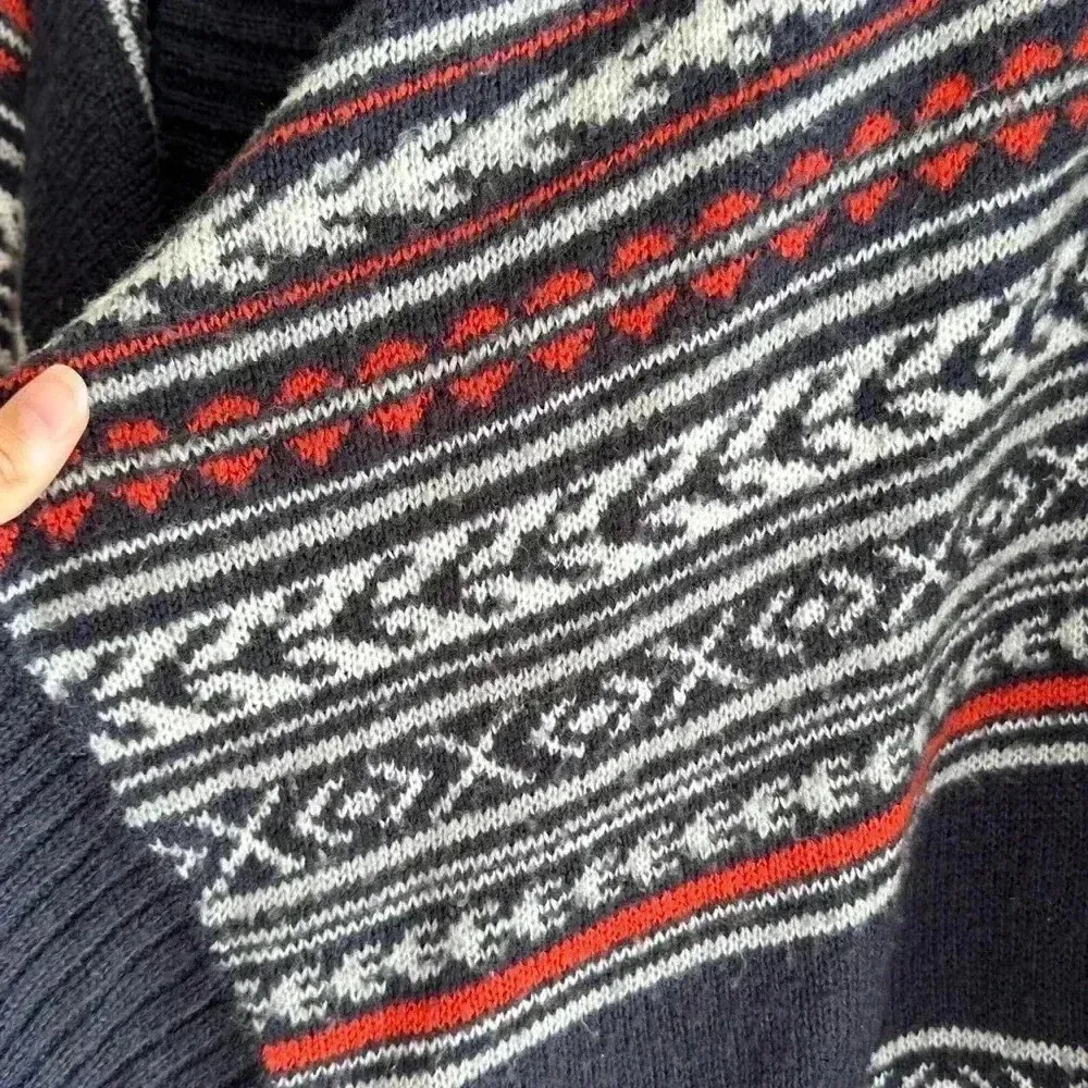 Romeo + Juliet Couture Nordic Print Sweater Cardigan, Navy Blue/White/Orange, M - Image 16