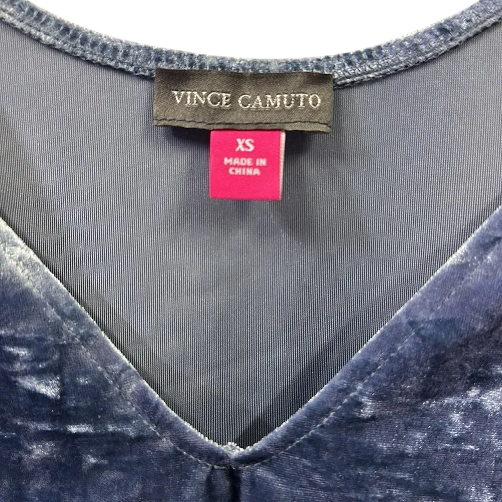 Vince Camuto Blue Soft Crushed Velvet Sleeveless Tank Top Blouse Shirt Womens XS - Image 11