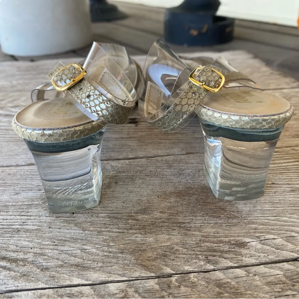 Vintage California Madgesians Square Lucite Heel Gray Size 9 - Image 2