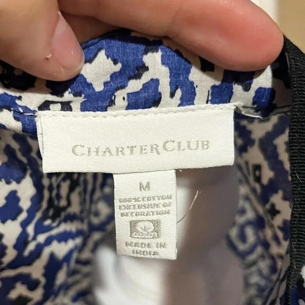 Charter club blue, white, black 3/4 sleeve tunic - medium - Image 6