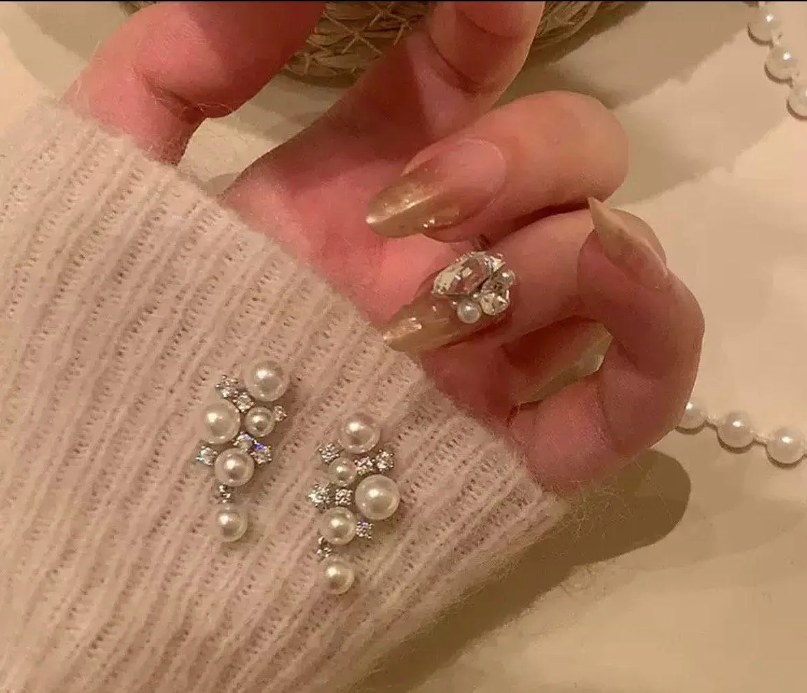 925 Silver Crystal Pearl Earrings - Image 2