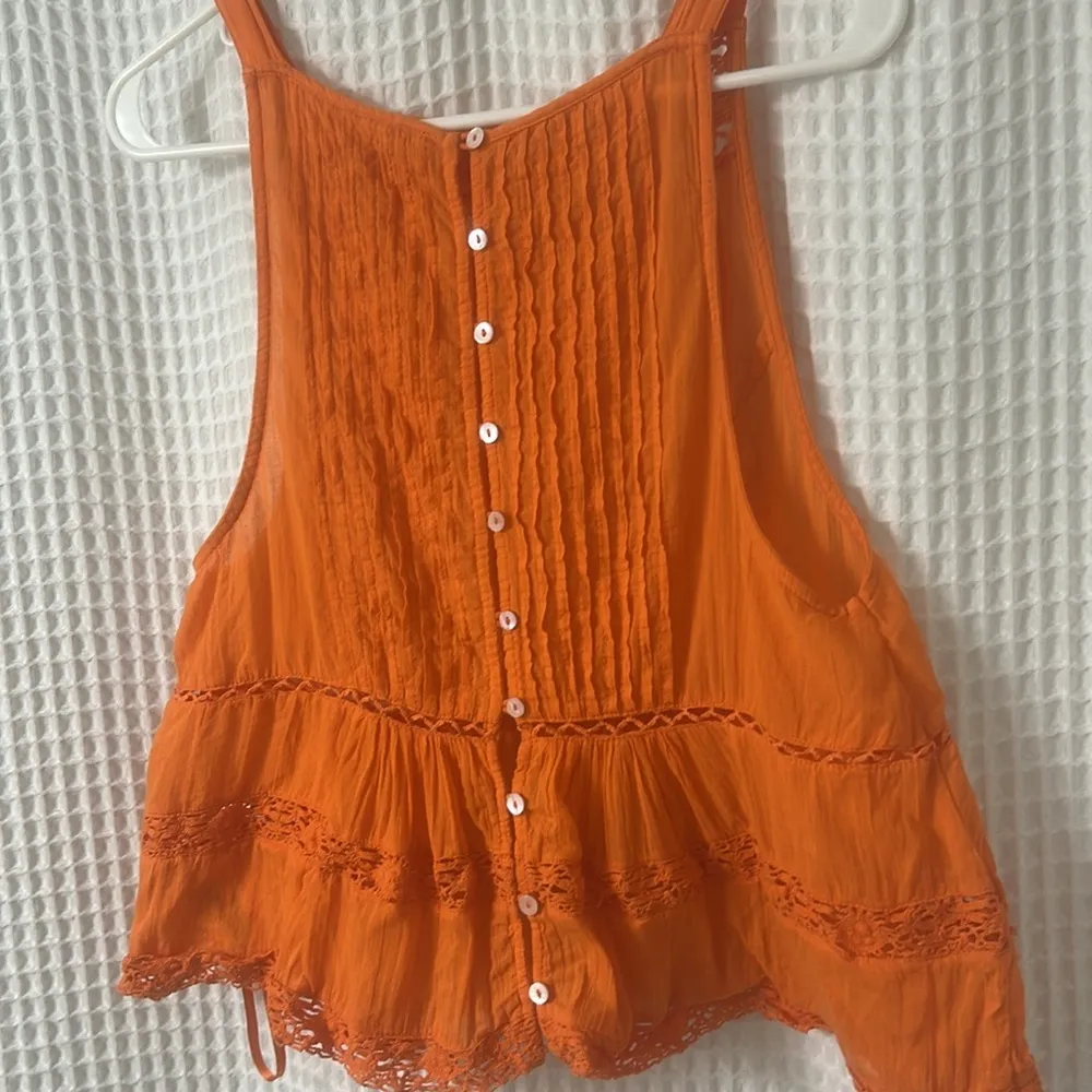 Free People Constant Crush Firecracker Orange Tank Top Small - Image 9