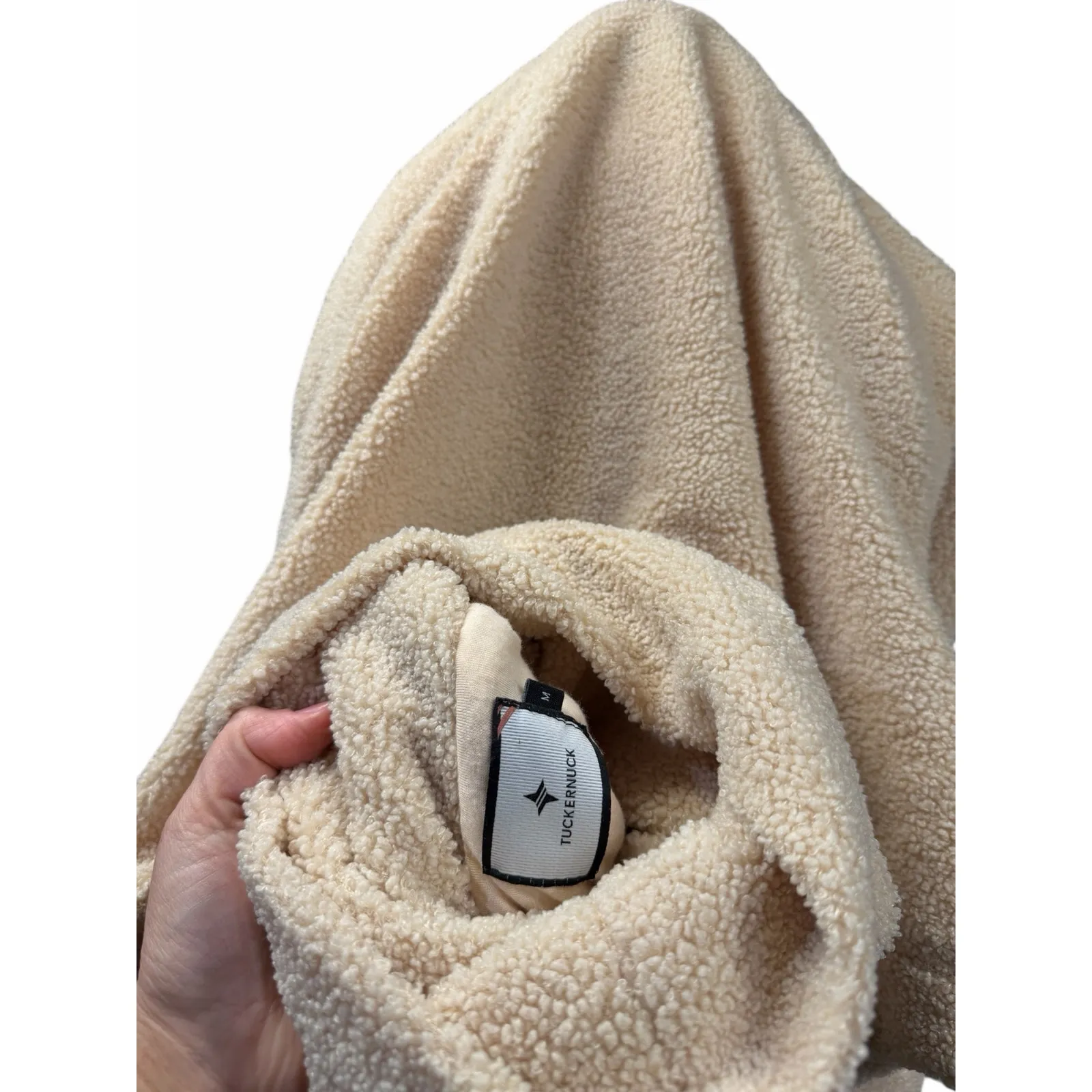 Tuckernuck Teddy Fleece Rollins Cowl Neck Pullover Cream - Image 4