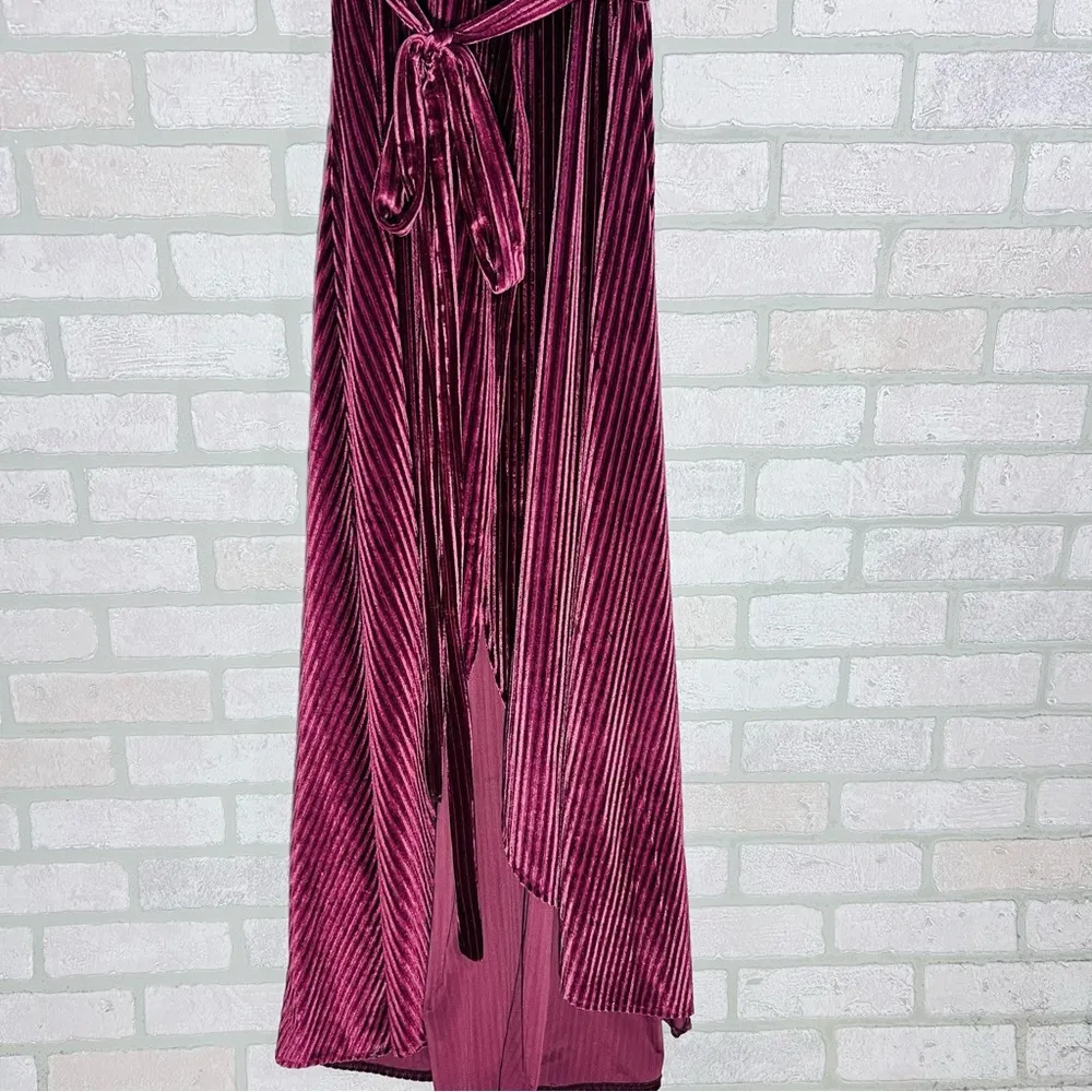 Baltic Born Andi Ribbed Velvet Wrap Maxi Dress in Dark Rose Size XL - Image 6