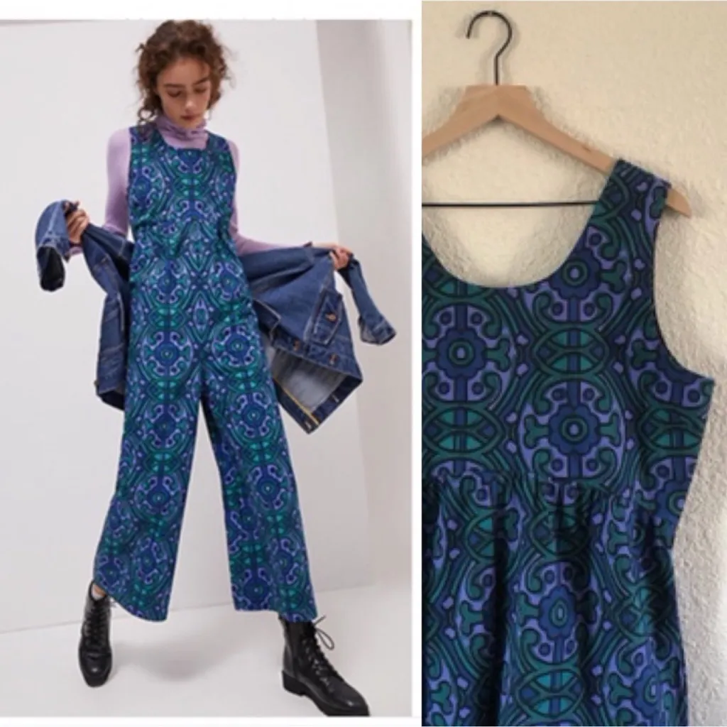 Anthro Bel Kazan Zephyr Wide-Leg Jumpsuit In Blue Size Large - Image 2