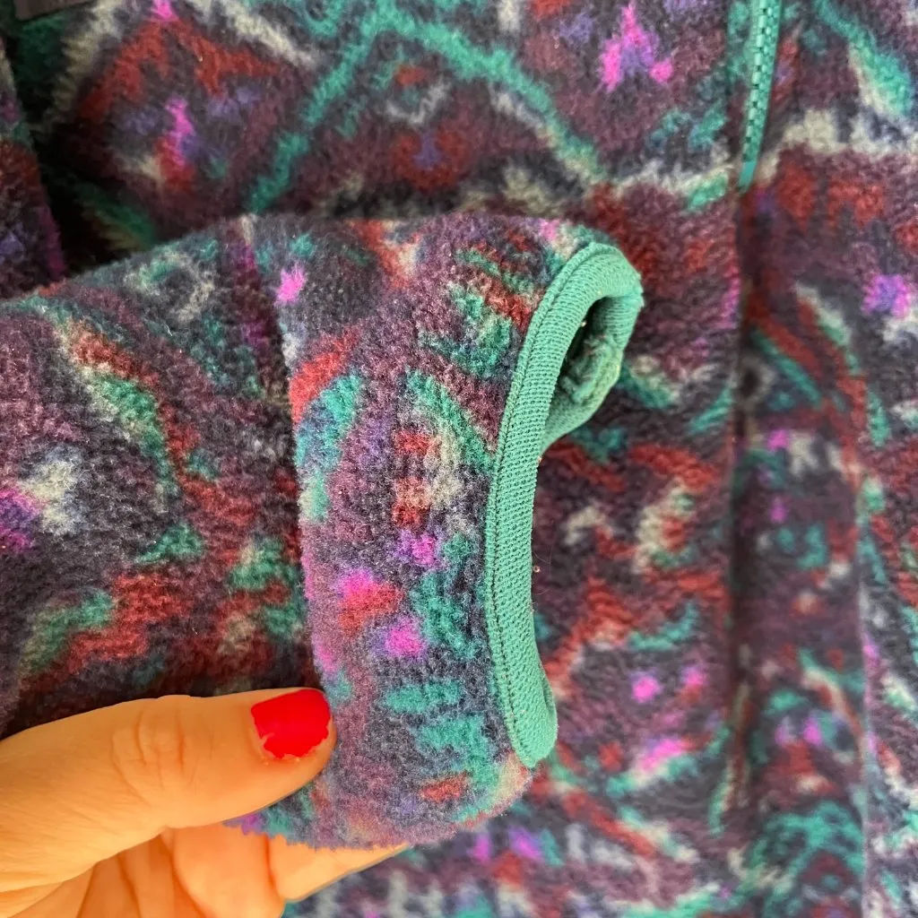 VTG 90s Columbia Womens XL Fleece Pullover Quarter Zip Jacket Mock Neck Blue - Image 5