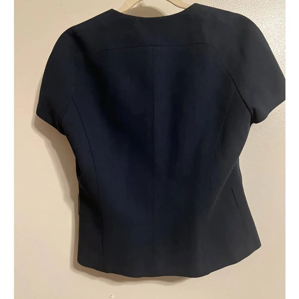 Michael Kors Virgin Wool Short Sleeve Zip Up Top Sz. 12 - Image 8