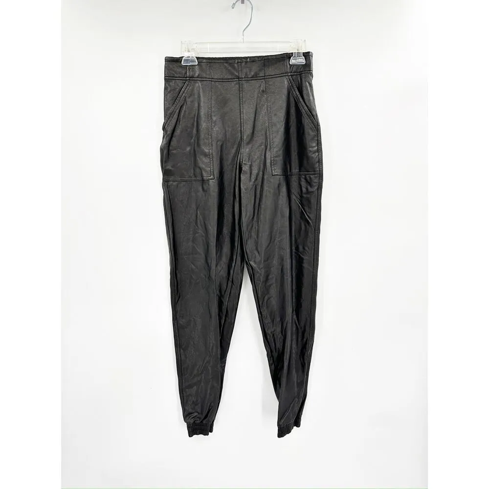 Spanx Leather-Like Black Faux Leather Pull-On Jogger Pants Size S - Image 2