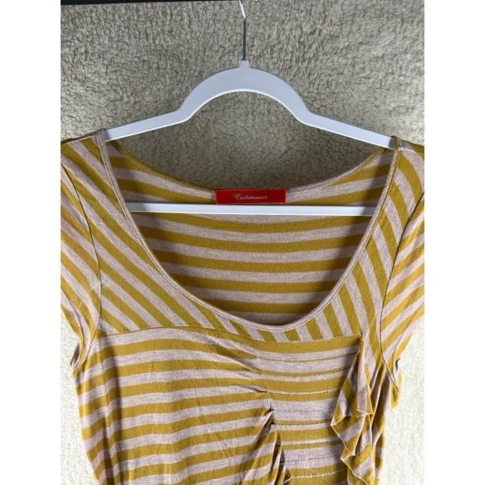 Anthropologie Cartonnier Womens‎ Tops Size M Striped Ruffle Tunic - Image 3