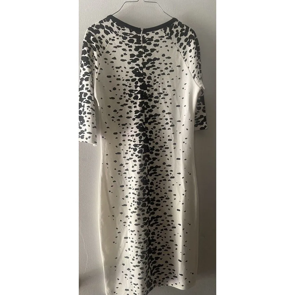 French Connection Womens Designer Dress Size 8 Black & White Stretch 3/4 Sleeve‎ - Image 2
