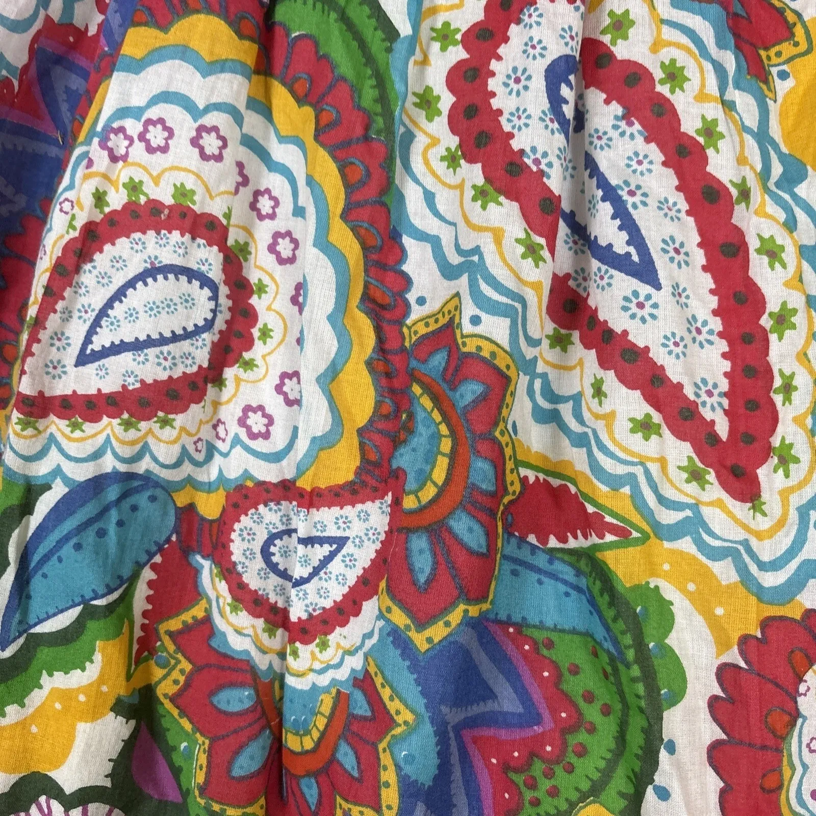 Studio West Women's Skirt Sz M Colorful Paisley Cotton Pleated Elastic Waist - Image 3