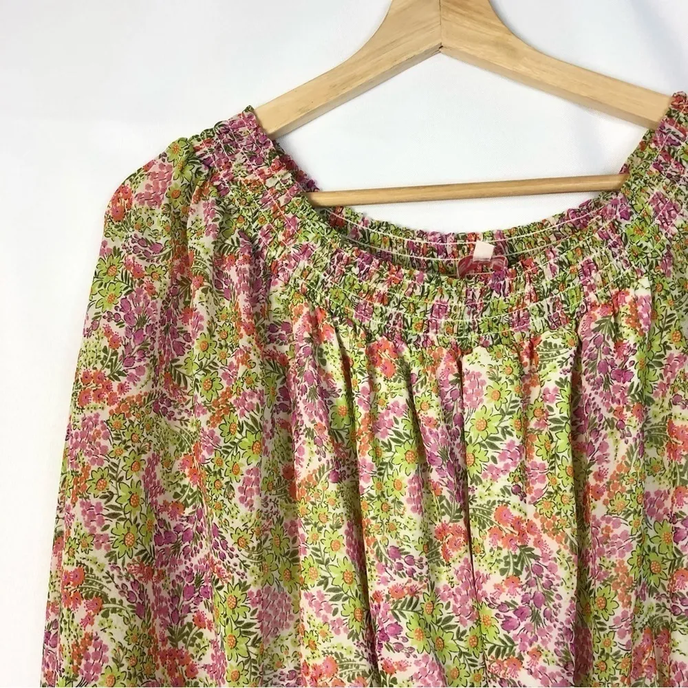 Boutique Leyden Pink & Green Off the Shoulder Long Sleeve Mini Dress M Size M - Image 5