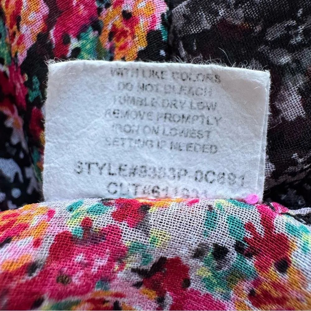 Cha Cha Vente Ditsy Floral Sheer Womens Top Boho Patchwork Crochet Insert PXL Pink Size undefined - Image 12