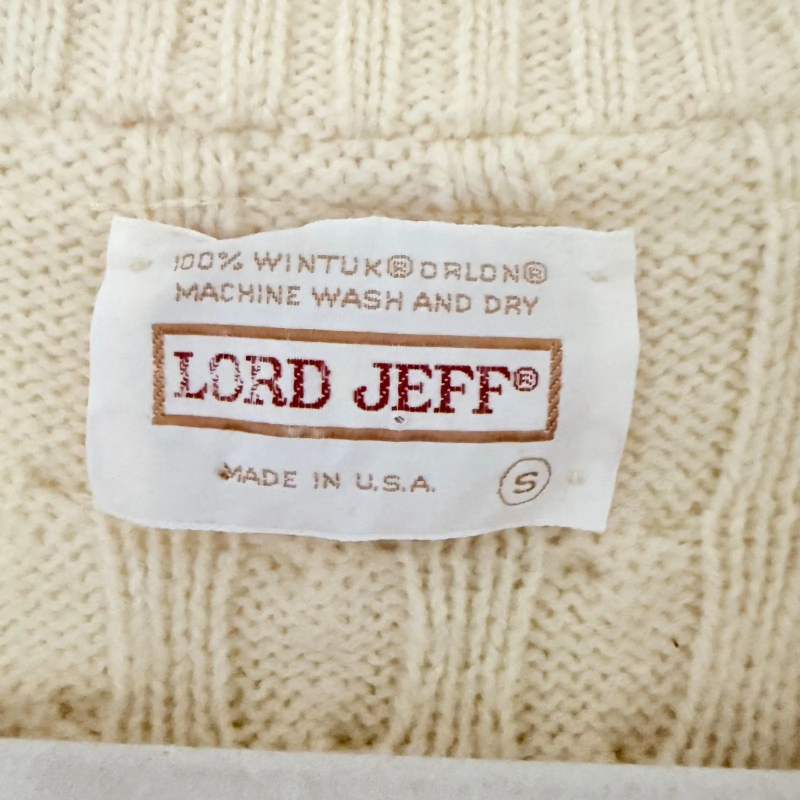 VTG Lord Jeff Wintuk Orlon Cable Knit Button Front Grandma Cardigan Sweater Sz S - Image 3