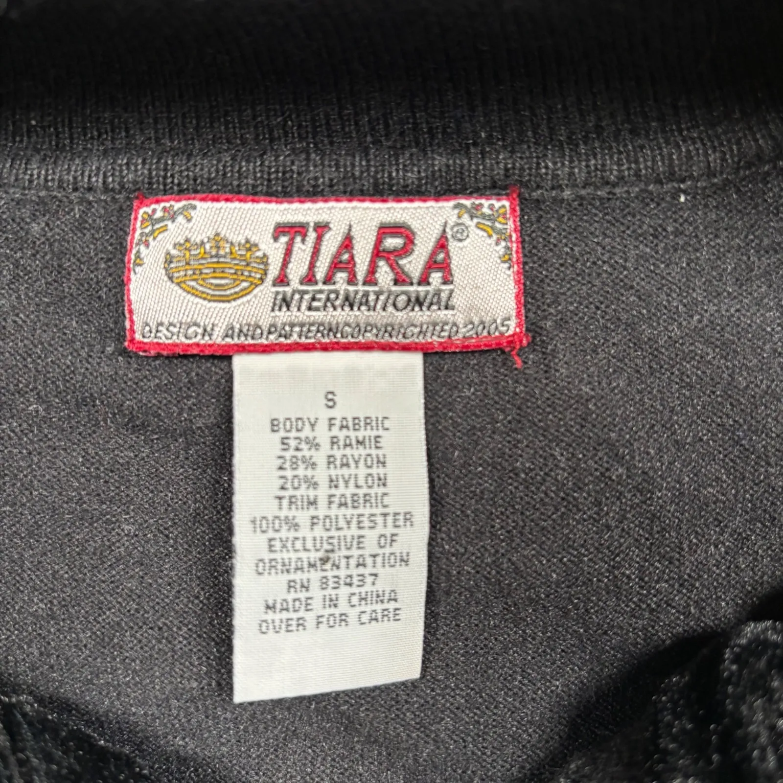 Tiara International Black Velvet Trim Ruffle Bolero Shrug Cardigan Womens Size S - Image 2