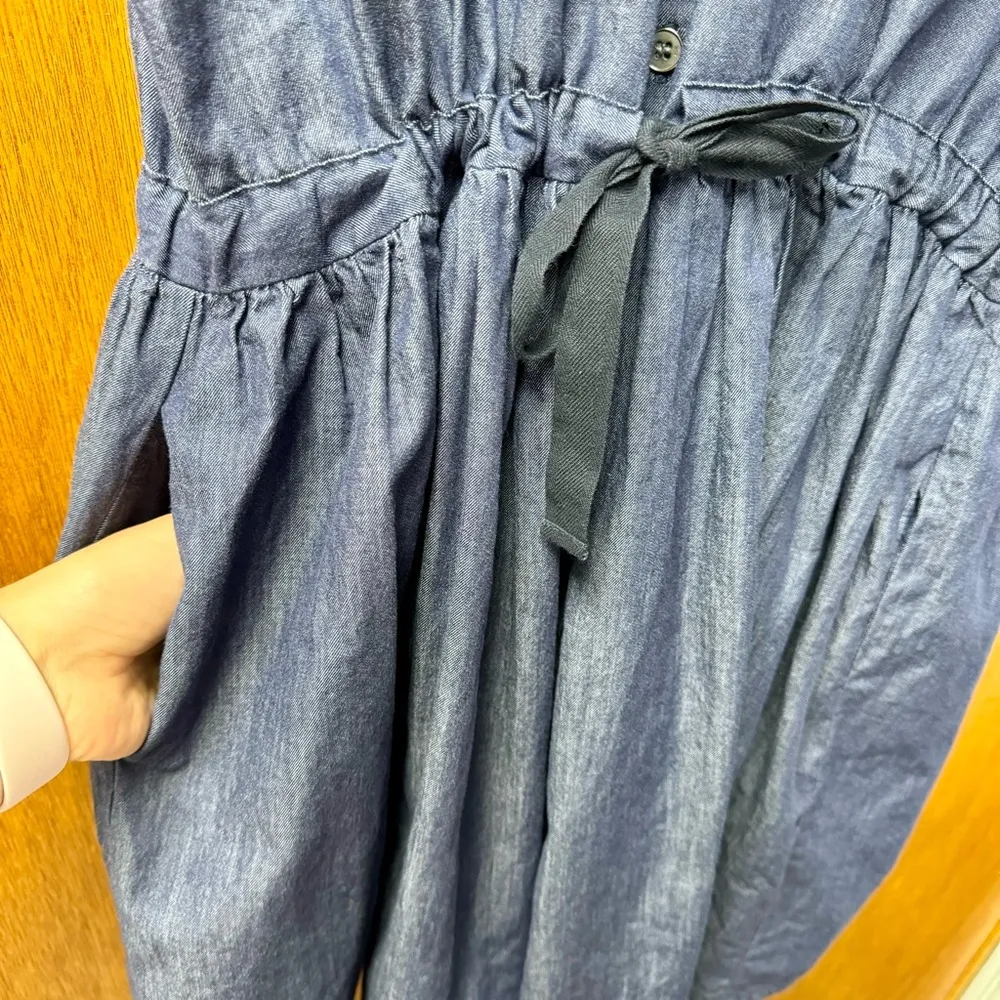 Sea New York Short Sleeve Leopard Collar Denim Shirtdress Mini Dress Blue 8 - Image 5