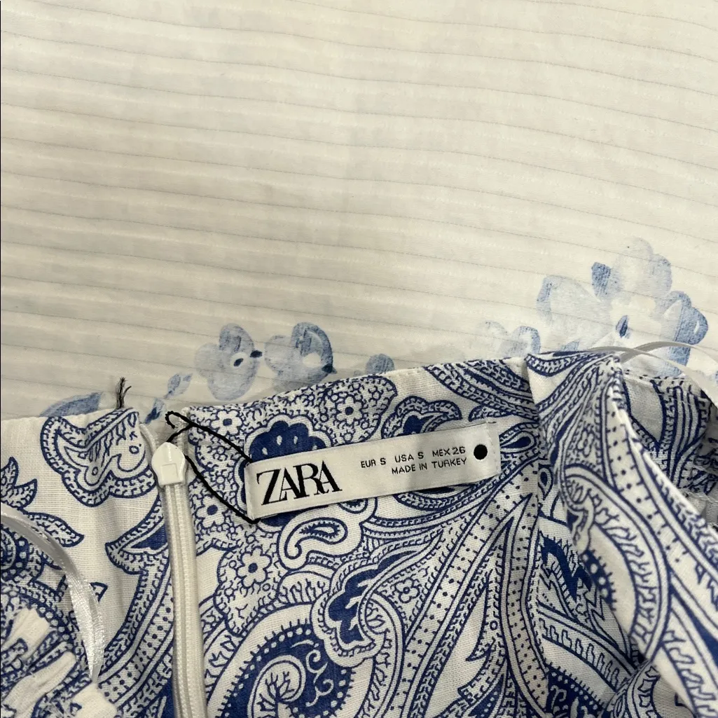 Zara women’s blue and white mini dress NWT - Image 3