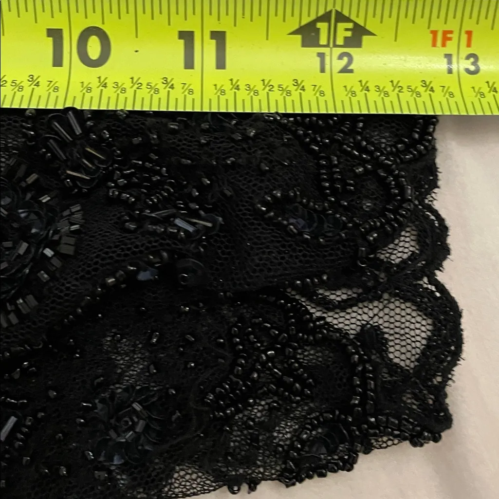 Stenay Vintage Black Velvet Formal Dress Beaded Floral Mesh Top Womens Size 10 - Image 7