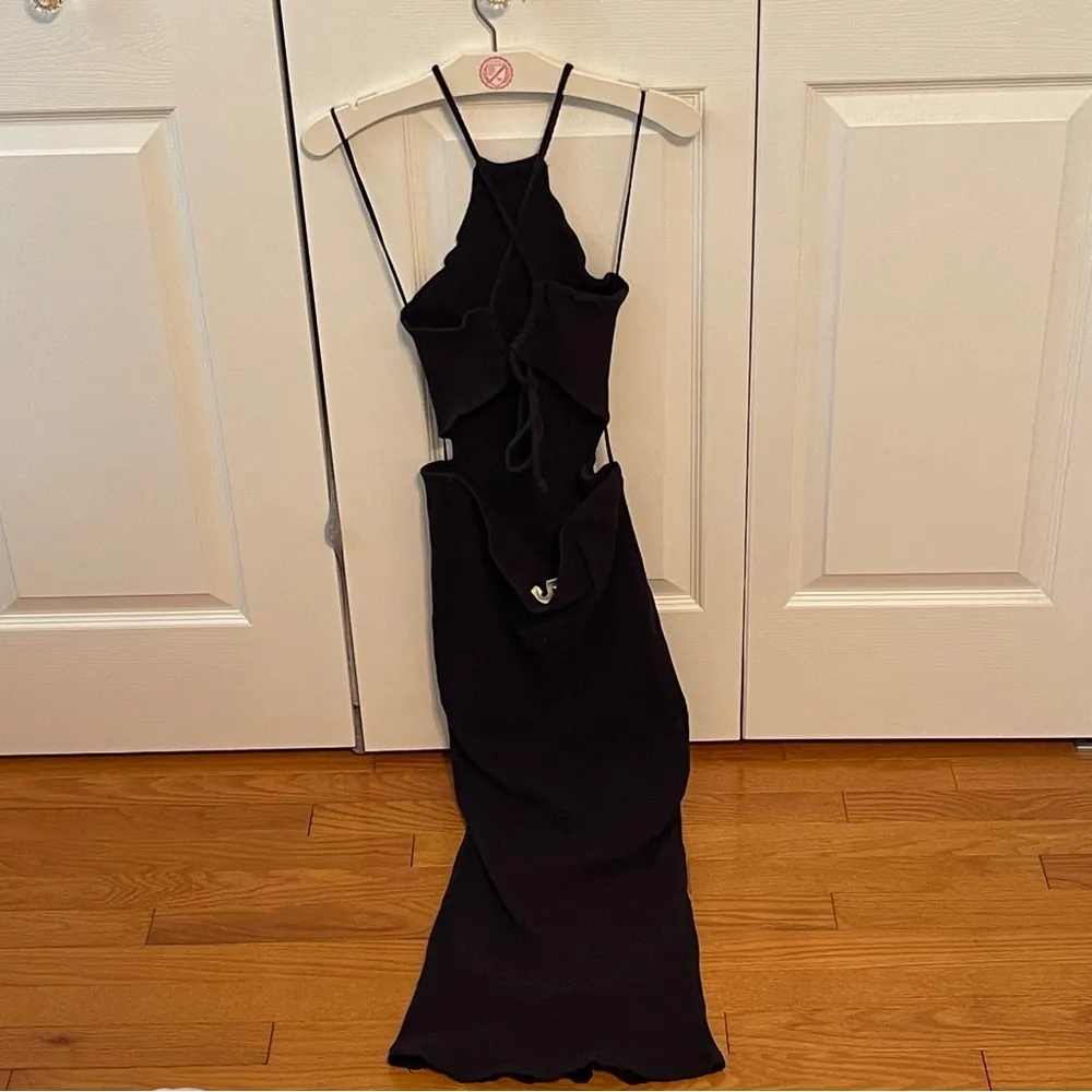 Free People Beach Black Knit Bodycon Backless Midi Dress - Image 3