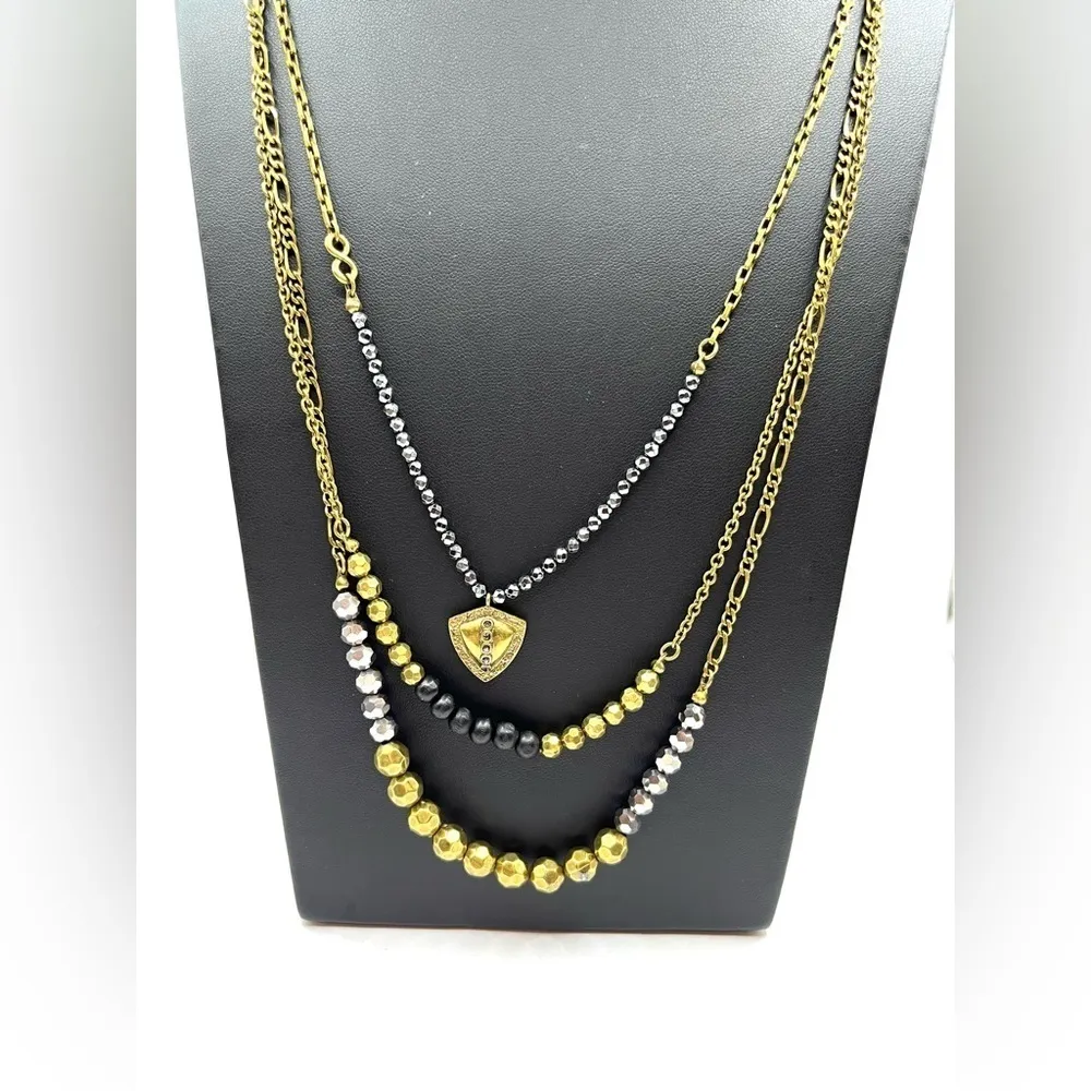 SILPADA Convertible Tiers  Necklace Brass Silver Black Gold Tones Layered - Image 3