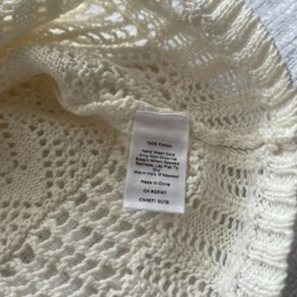 PL Talbots Cream Crochet Style Short-Sleeve Sweater - Image 5