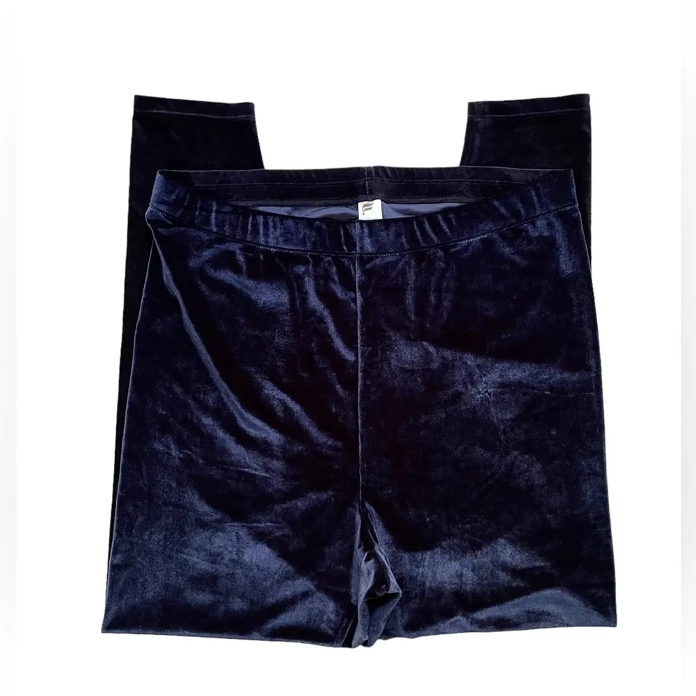 Navy Velour Velvet Leggings - Image 3