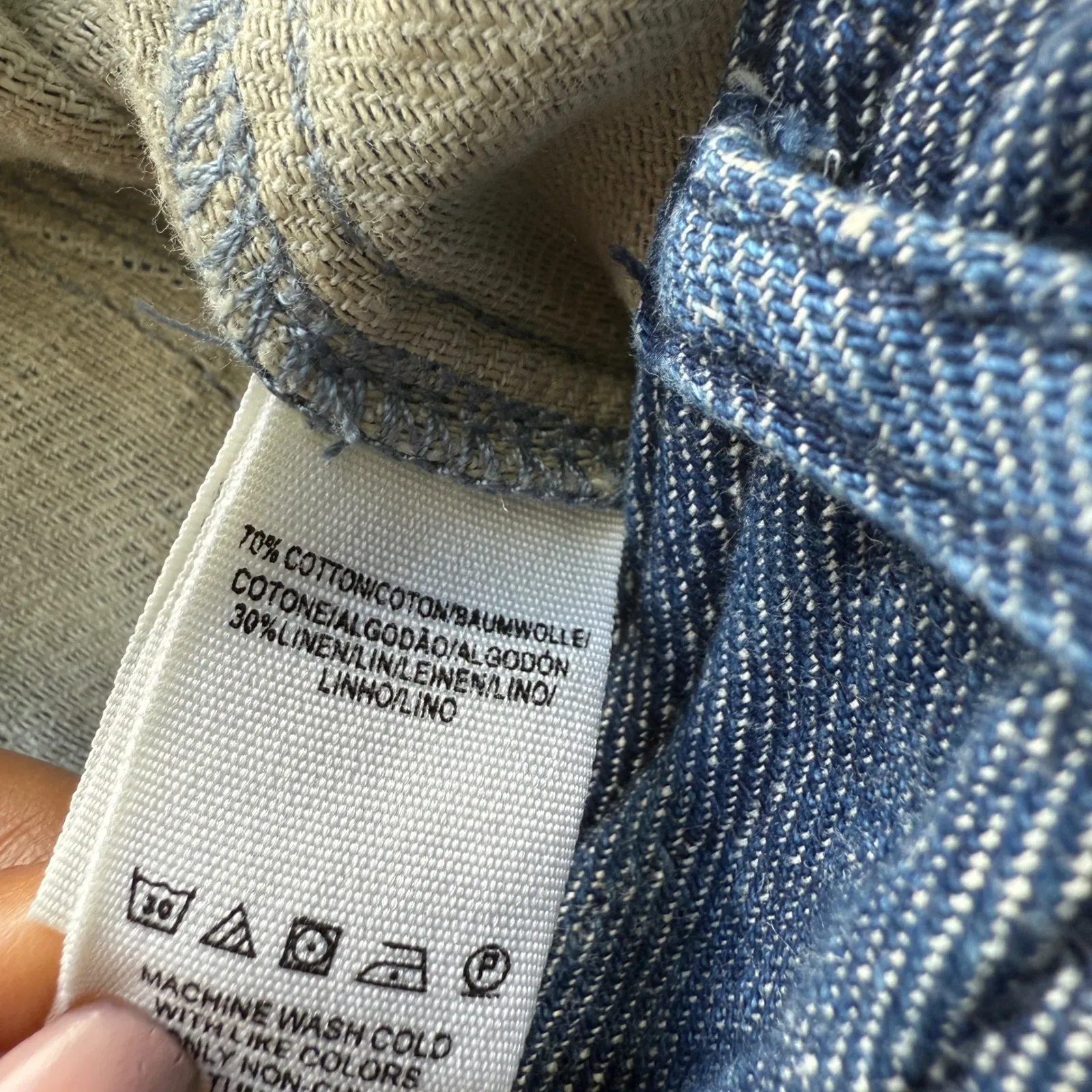 We The Free Linen Cotton Blend Jogger‎ Pants Denim Blue Womens Size 27 - Image 5