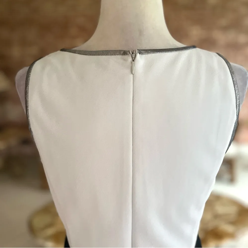 Jennifer Lopez Dress Colorblock Knit White Grey Metallic Sleeveless 8 Cocktail - Image 11