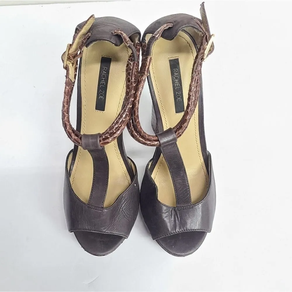 Rachel Zoe Leather Animal Print T-Strap Sandals Size 7.5 - Image 6