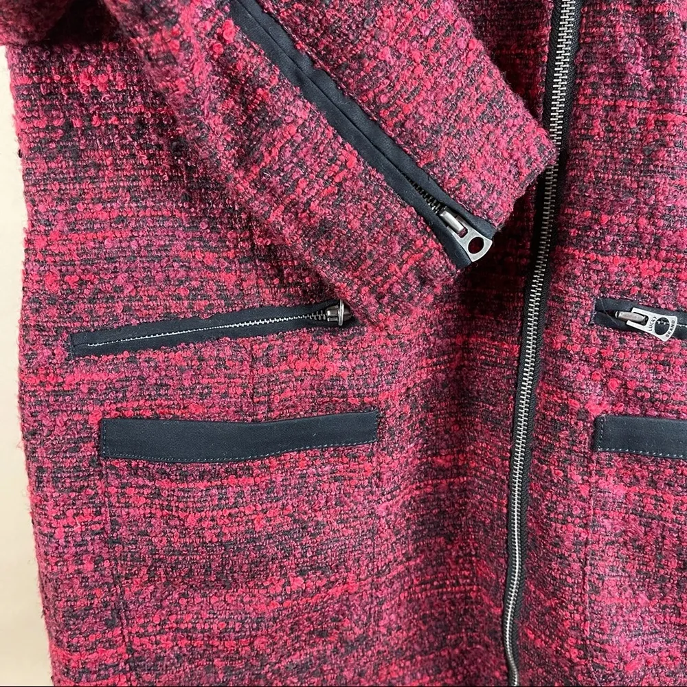 Lucky Brand Women’s Small Slouchy Long Moto Tweed Knit Zip Jacket Biker Modern - Image 6