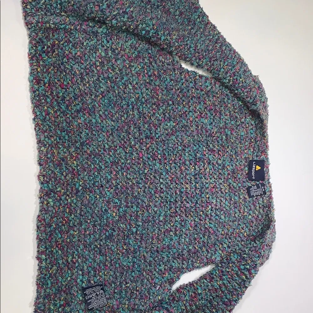 Vintage 90s Rag Knit Colorful Crochet Cotton Cropped Cardigan Sleeveless Vest S Blue - Image 5