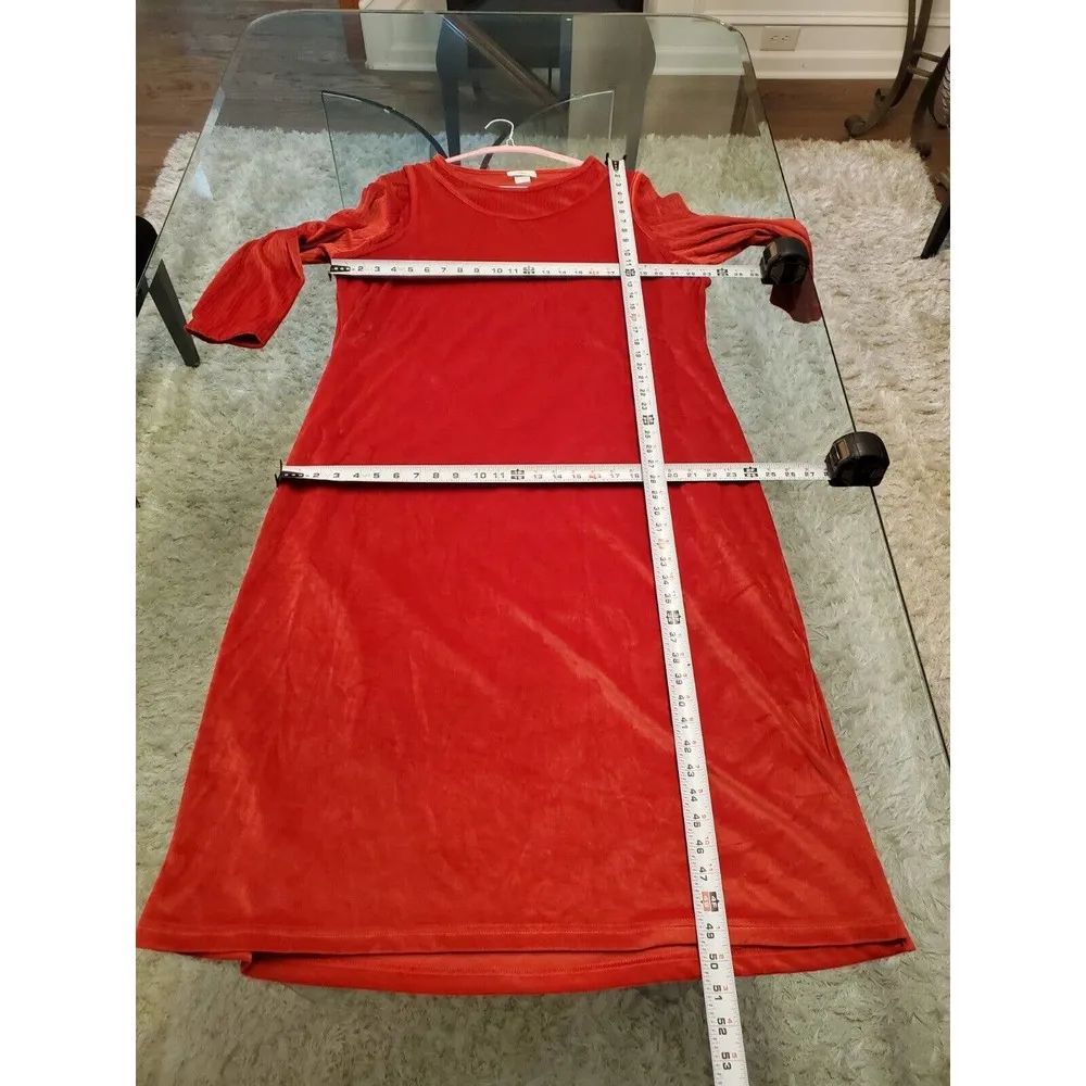 JMS Women's Red Solid 100% Polyester Long Sleeve Round Neck Long Maxi Dress 1X - Image 10