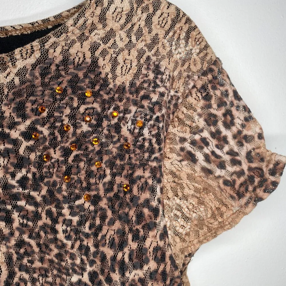 American Vintage Y2K Elementz Animal Print Stretch Rave Going Out Top Clubwear party 2000s 00s M - Image 10