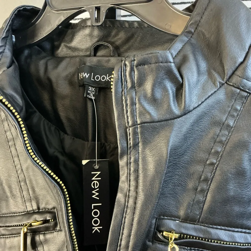 New Look Black Faux Leather Jacket - Image 2