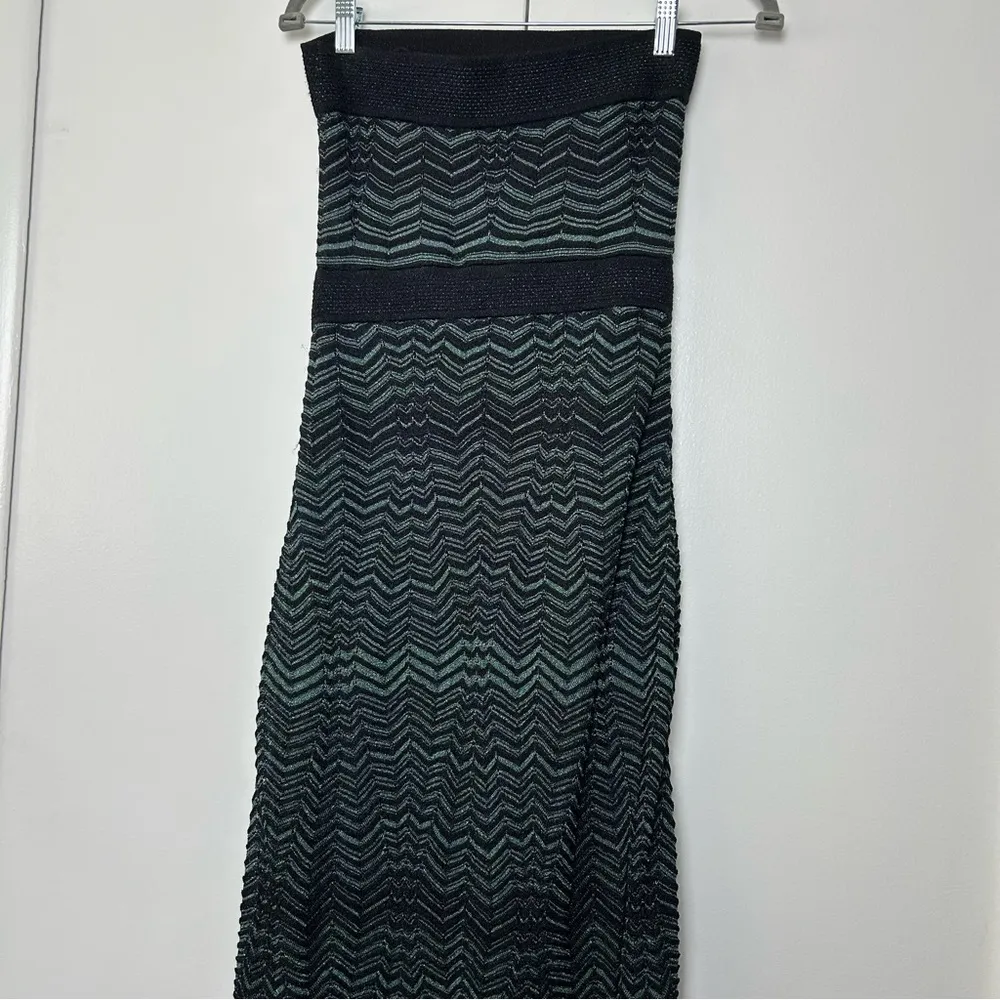 M Missoni Tube Maxi Dress Zig Zag Stripes Metallic and Black - Image 8