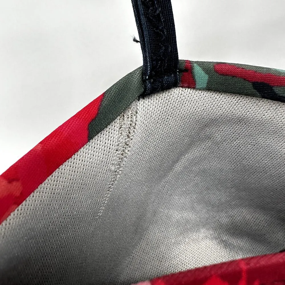 Albion Antigua Peplum Tankini Swim Top Padded Cross Strap Floral Black Red XXS - Image 3