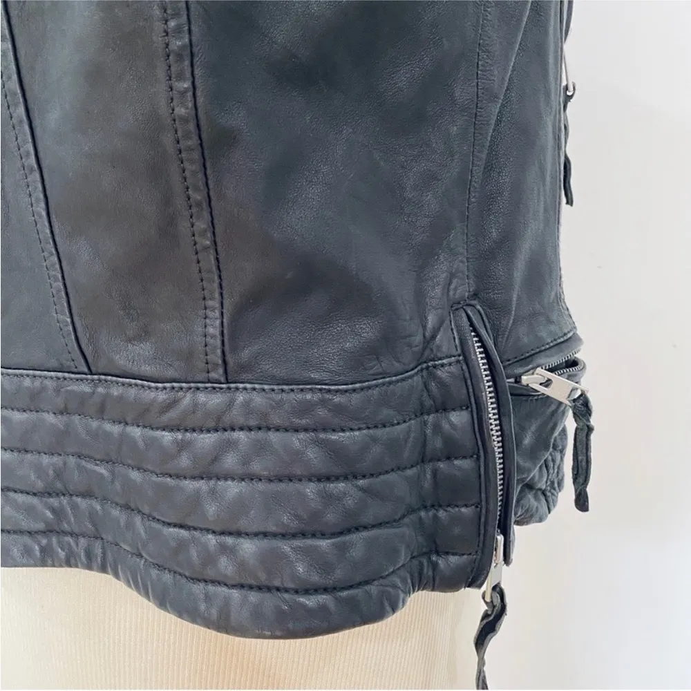All Saints black leather moto vest NEW - Image 7