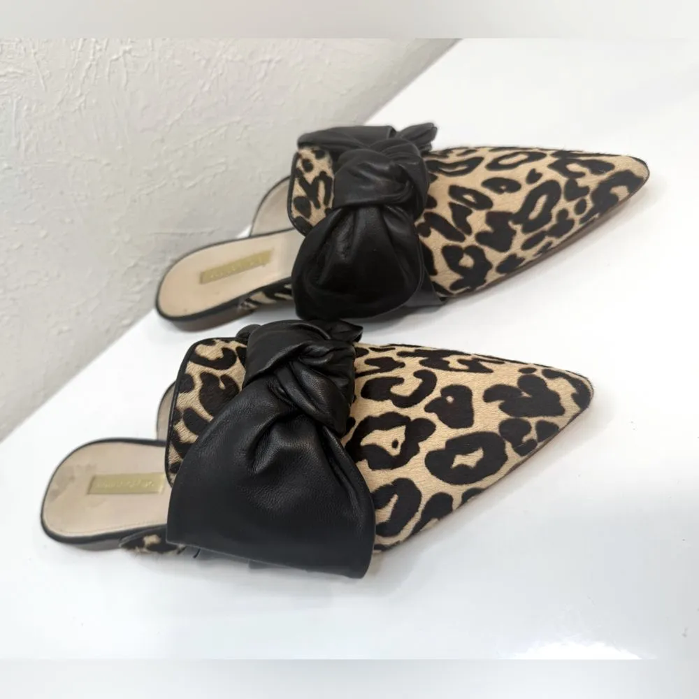 LOUISE ET CIE Leopard Calf Hair Bow Mule Flats Size 6.5 - Image 4