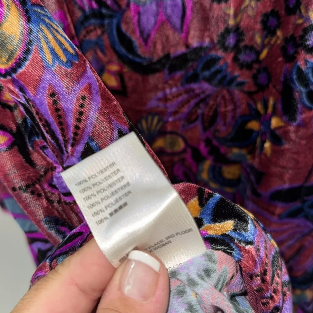 Free People dress tunic medium Mary Mod Velvet Mini Bell Sleeves boho hippie - Image 7