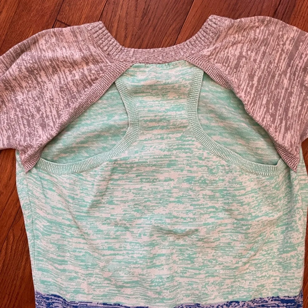 I Heart Ronson Color Block Racerback Cutout Heathered Sweater - Sz L - Image 9