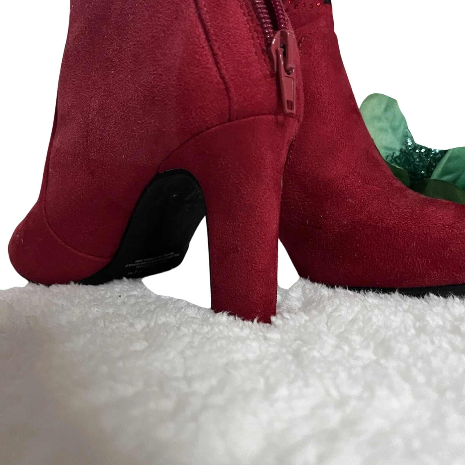 Boots Wedge Ankle Womens Size 5.5 Red Booties Shoes Suede - Image 4